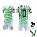 WARME TIPPS: ① Bitte wählen Sie die Größentabelle in der Abbildung aus, um die am besten geeignete Größe auszuwählen. ② Das Paket beinhaltet: T-Shirt * 1 + kurze Hose * 1 + Fußballsocken * 1 Paar + Schienbeinschoner * 1 Paar