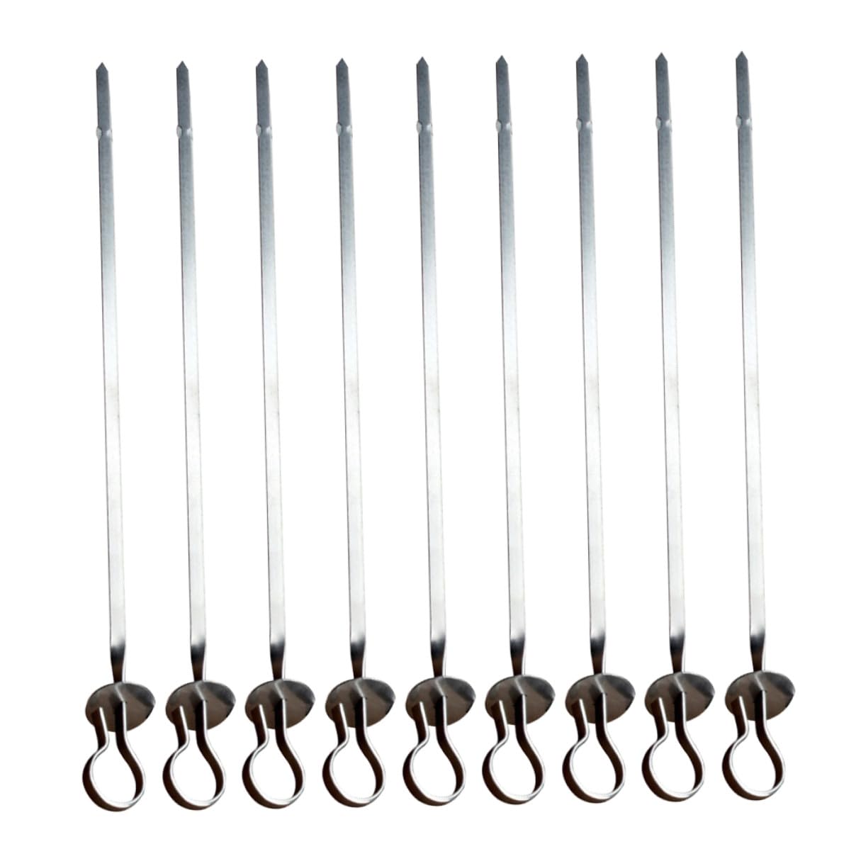 Spiedini da Barbecue 20 Pezzi Acciaio Inox Piatti Anello | Design Piatto, Mantiene Cibo Fermo Durante la Cottura, Facili da Usare, Colore Argento, Set da 20 Pezzi