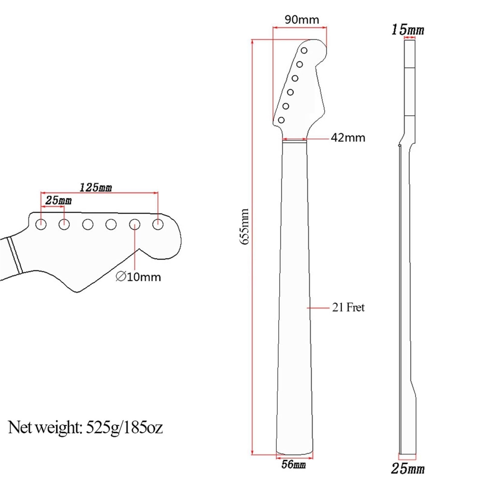 Gitara Elektryczna Z Gryfem 21/22 Progowym I Płytą Rezonansową Z Klonu Samodzielne Doświadczenie Montażu(21fret)