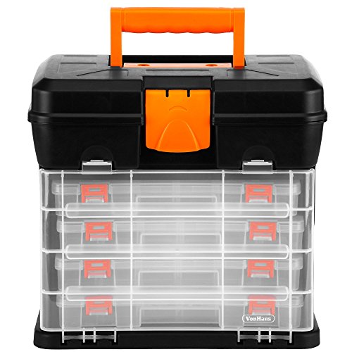VonHaus Utility Tool Box Storage Organiser Case with 4 Drawers & Adjustable Dividers - Plastic Multi Tool Box Organiser with 4 Compartment Drawers - Ideal for DIY Tools and Accessories Storage 7 VonHaus Utility Tool Box Storage Organiser Case with 4 Drawers & Adjustable Dividers - Plastic Multi Tool Box Organiser with 4 Compartment Drawers - Ideal for DIY Tools and Accessories Storage - Image 7