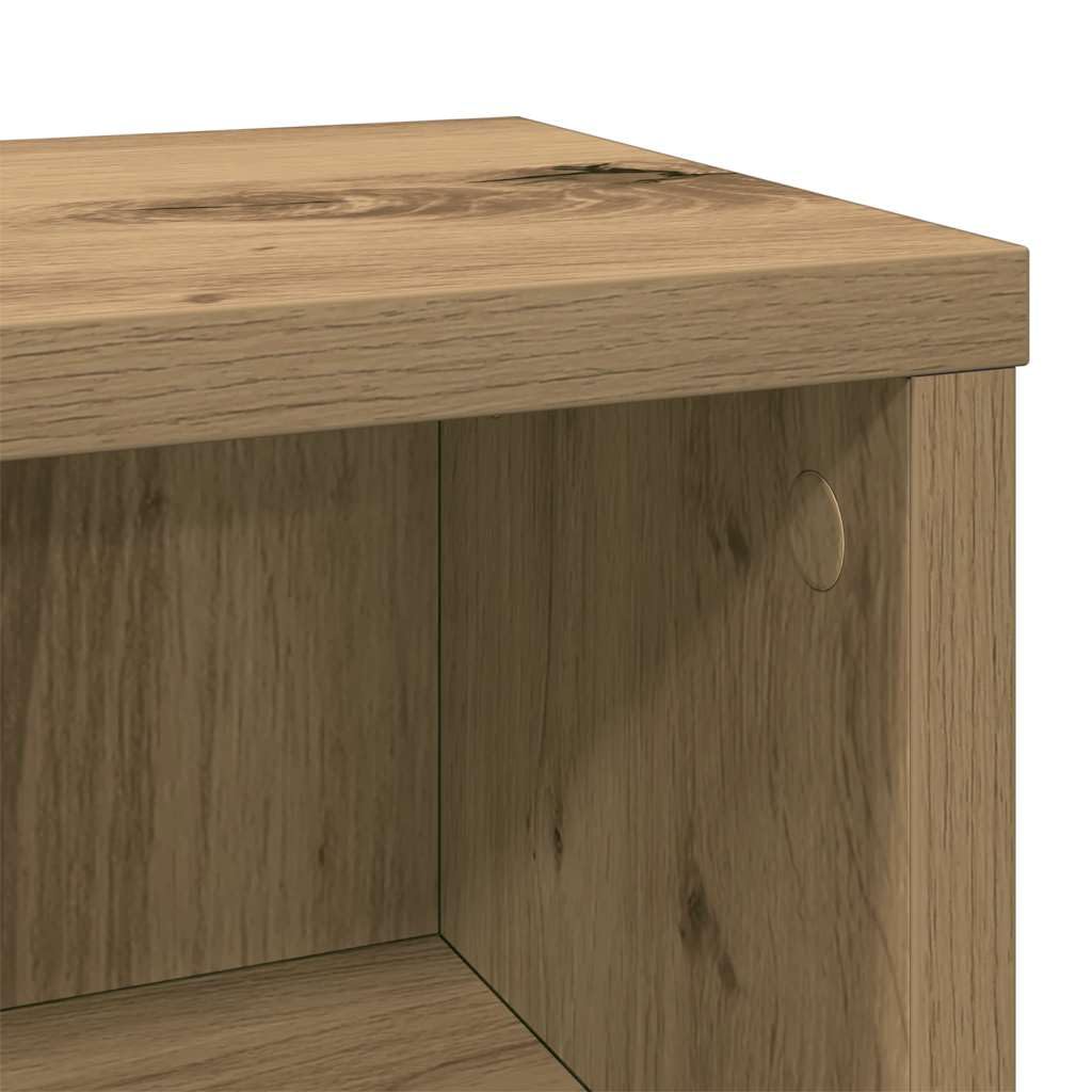 Scaffale per CD in rovere Artisan, 21 x 20 x 88 cm, in legno, 4 scomparti aperti per dischi in vinile e accessori, robusto scaffale con ampio spazio per collezioni, ufficio o camera da letto,
