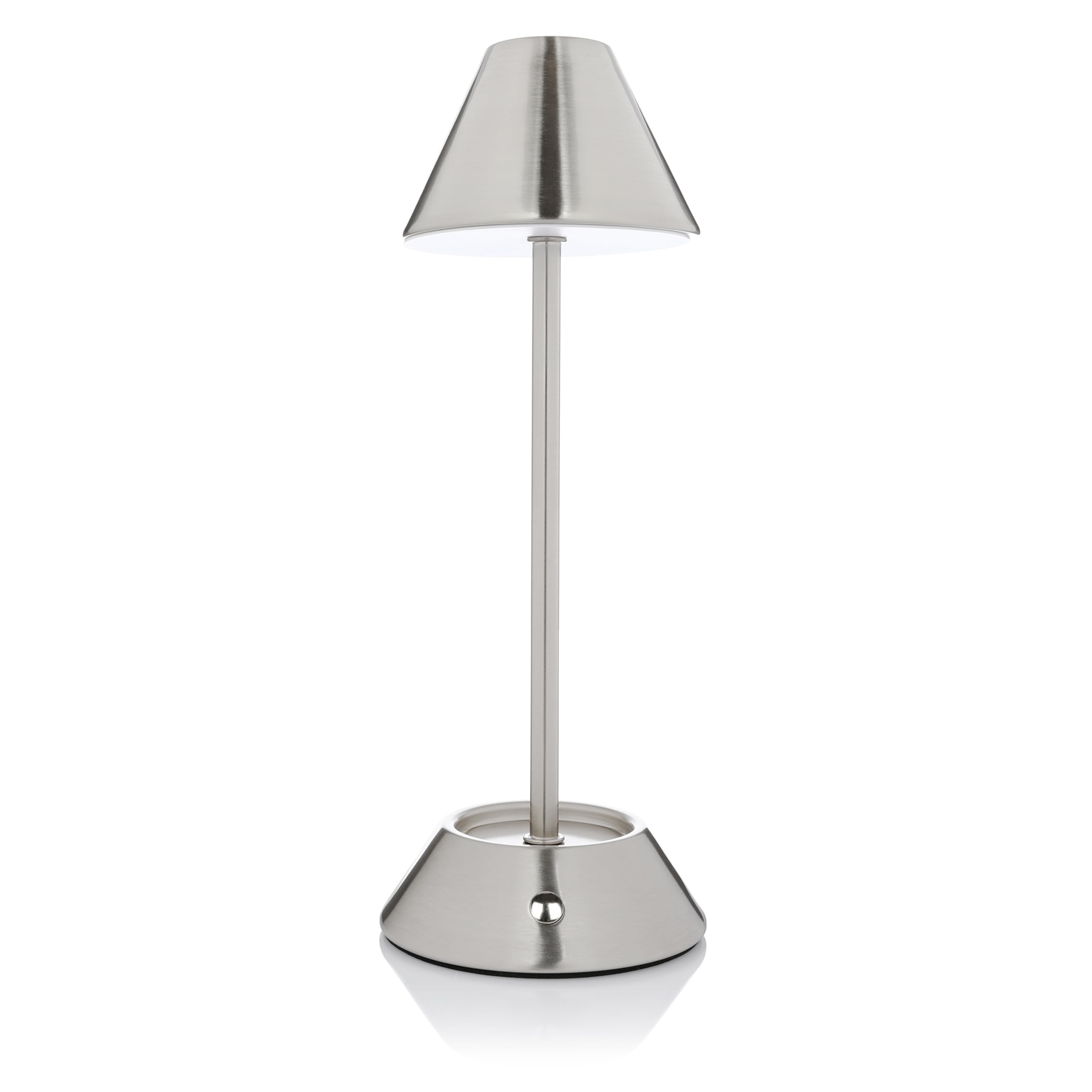 Nordstern LED Battery Table Lamp - Rechargeable Table Lamp with USB-C Connection - Wireless and Dimmable with 3 Colour Temperatures 3000K-6000K via Touch Switch - 28.5 cm (Brushed Steel)