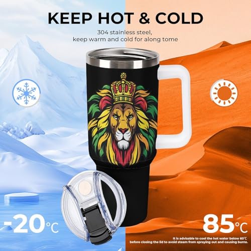 Taza de coche de 40 oz Rasta-Reggae-Lion: hidrátate sin derrames durante todo el día 4