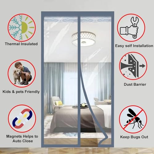 Image of The Furnishing Tree Magnetic Transparent AC Door Curtain | PVC Material | Self-Closing Magnetic Seal | Keeps Cool Air Inside | Dustproof Door Cover for Home & Office, HxW-210x100 CM, 0.30MM ThickClear