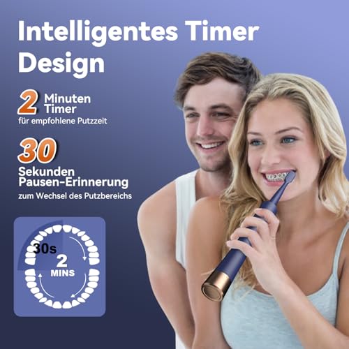 JTF Cepillo Dental Eléctrico para Ortodoncia, 6 Cabezales Suaves en Forma de U, 5 Modos, Temporizador 2 Min, IPX7, Limpieza Profunda - imagen 6