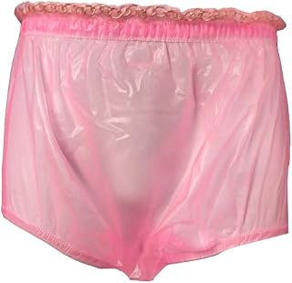 Pull-On Locking Plastic (PVC&EVA) Pants (Transparent Pink, X-Large)
