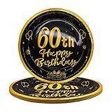 Tolle Geburtstagsdekoration: Die Pappteller sind sehr vielseitig, mit denen Sie viele Dinge wie Desserts, Salate, Kuchen, Schlangen, Süßigkeiten, Spieße und vieles mehr aufnehmen können. Mysteriöse schwarze Basis und elegante goldene Dekormuster sind mit Ballons, Kuchen und Happy Birthday Schildern bedruckt und schaffen eine lustige und lebendige Atmosphäre, die sowohl für Männer als auch für Frauen geeignet ist, egal ob drinnen oder draußen.
