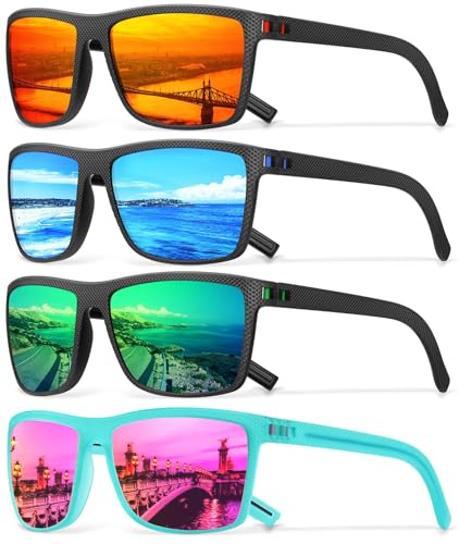 Image of Square Polarized Sunglasses for Men Vintage Style Driving Travel Sun Glasses Lightweight Frame UV Protection Eyewear