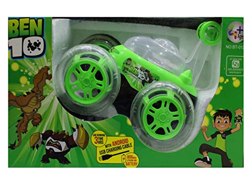 Image of Remote Control Rechargeable 360 Degree Stunt car with Colourful Lights and Music for Kids . (Light Green)