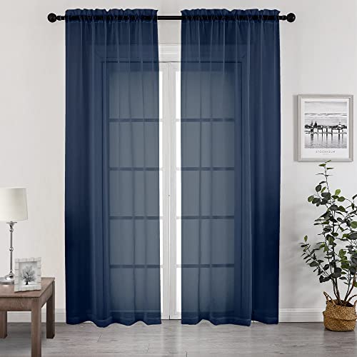 Chyhomenyc Rideau Voile Voilage bleu marine S2 106,7 x 231,3 cm