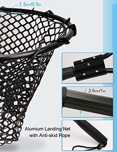 Hlotmeky Fishing Net Rubber Landing Net Large Fishing Nets For Saltwater Kayak Folding Fishing Net Long Handle #TOP4