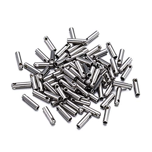 PandaHall 200pcs Stainless Steel Tube Cord Ends 7x2mm Leather Cord End Caps for Jewelry Making