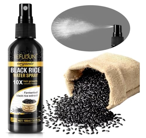Image of Organic Black Rice Water Spray - 100ml | Rice Water Spray for Hair Growth with Castor Oil & Ginger Root Extract | Supports Thicker, Fuller Looking Hair & Damage Care