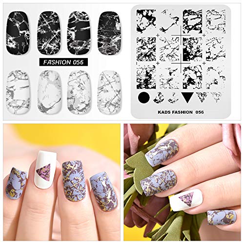 KADS Placa de estampagem de arte de unhas, molde de unhas de mármore, ferramenta de design de arte d