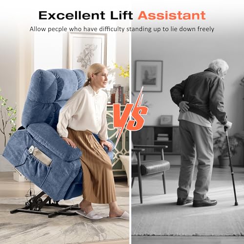 Image of MAHOMICO Power Lift Recliner Chair for Elderly with Vibration Massage and Lumbar Heating, Electric Lift Recliner Sofa with USB Charging Port and Side Pocket for Living Room Comfort