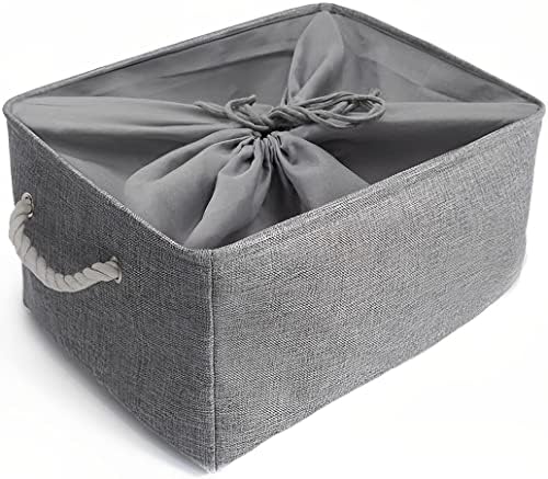 Mangata Foldable Storage Box, Thickened Fabric Storage Basket with Handles for Shelves Toy (XLarge, Grey)