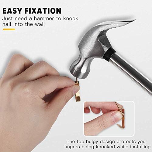 60 Pieces Picture Hooks, Heavy Duty Picture Hangers, Picture Frame Wall Nails, Wall Picture Hanging Kit with Nails Wall Mounting, Golden