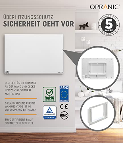 OPRANIC Premium Infrarotheizung- Elektrische Wandheizung- Energiesparend- Heizkörper für Deckenmontage- 5 Jahre Garantie (300 Watt)-5
