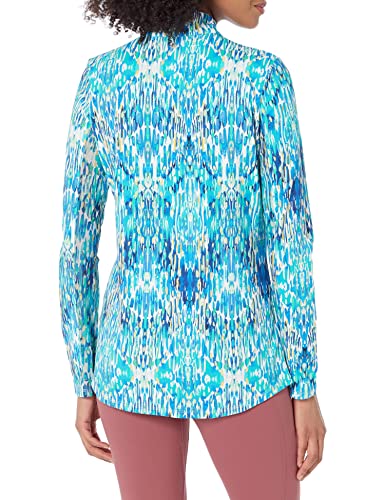 Tribal Women's L/S Mock Neck Top-Lagoon, Large #TOP2