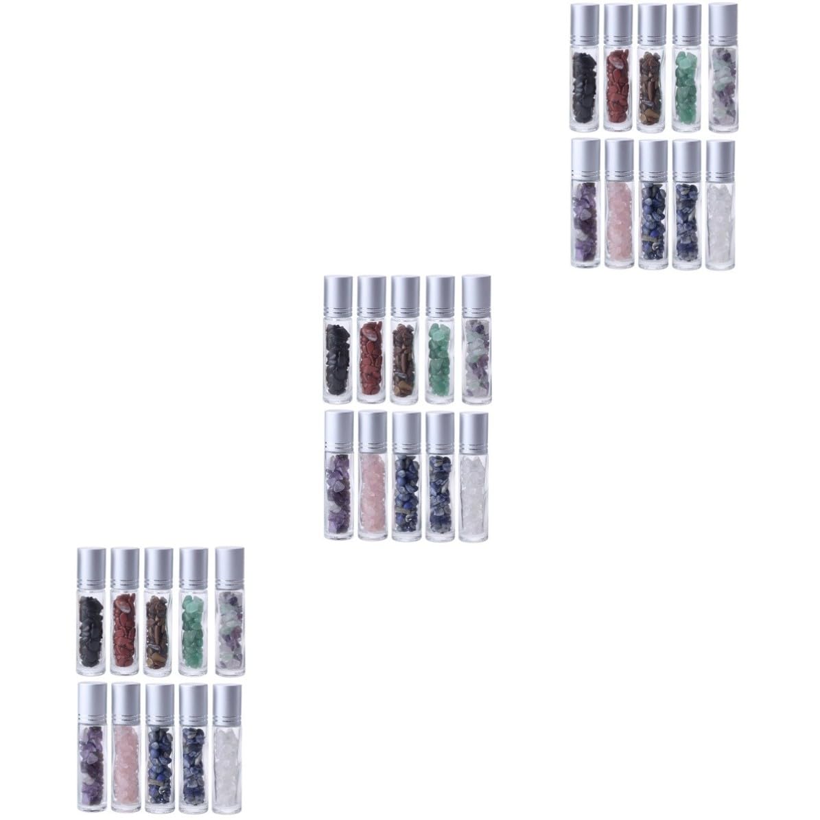 VICASKY 30 Stück Glas Rolle On Flasche 10ml mit Naturkristall,