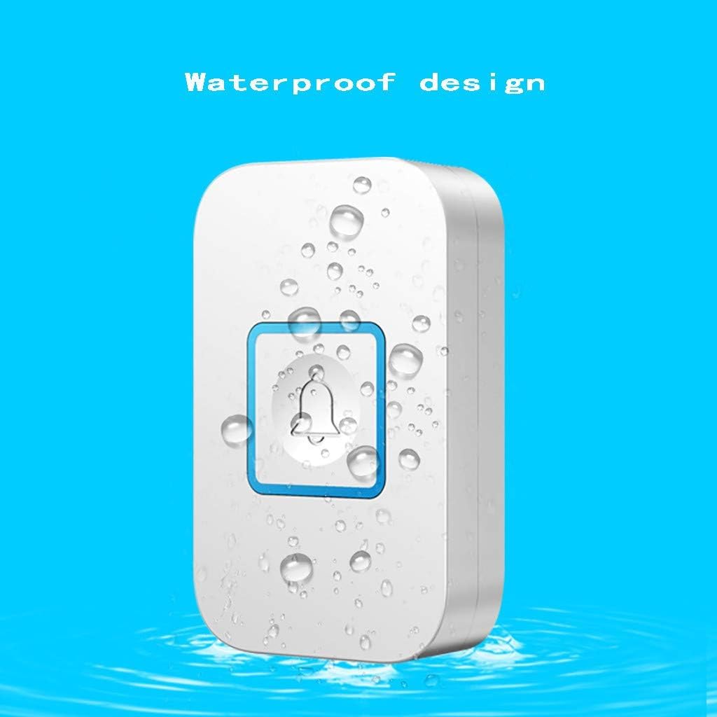 Kit de timbre inalámbrico con 4 receptores, 1 botón, 60 tonos de llamada, volumen de 5 niveles, impermeable, largo alcance, timbre de puerta inalámbrico para el hogar, oficina y uso al aire libre