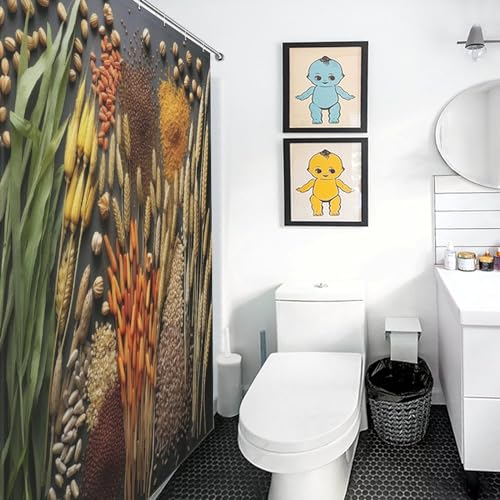 Rideau de douche en polyester 168x183cm imperméable et lavable avec 12 crochets