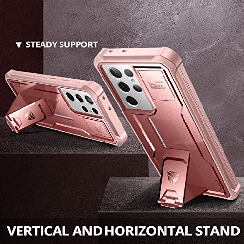 Image of Dexnor for Samsung Galaxy S21 Ultra Case, [Built in Screen Protector and Kickstand] Heavy Duty Military Grade Protection Shockproof Protective Cover for Samsung Galaxy S21 Ultra 5G, 6.8 inch Rose Gold