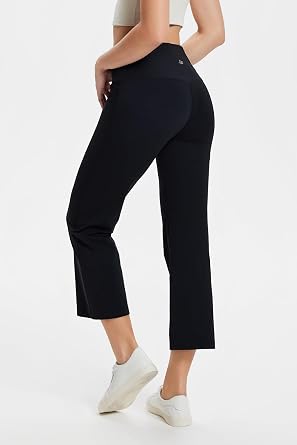 Yogipace Women's Capri Yoga Pants High Waisted Cropped Flare Leggings for Travel, Casual and Lounge, 23/25/28 Inseam