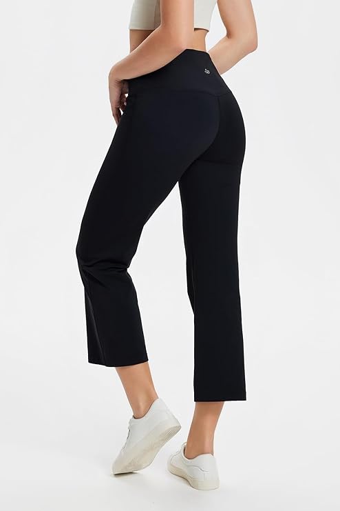 Yogipace Women's Capri Yoga Pants High Waisted Cropped Flare Leggings for Travel, Casual and Lounge, 23/25/28 Inseam