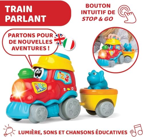 Chicco Train de 'Aventure Jouet Bilingue Français Anglais pour Enfants avec Station Ensemble Train et 6 Animaux Jouet Éducatif Electronique avec Phrases et Chansons de 1 à - vue 3