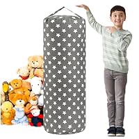 LAHAQIQI Sitzsack-Bezug zur Aufbewahrung von Stofftieren für Kinder, Plüschtiere, Organizer-Taschen, EIN Durchgehender Reißverschlusszylinder, Sitzen, Spielen, Boxen (Graue Sterne)