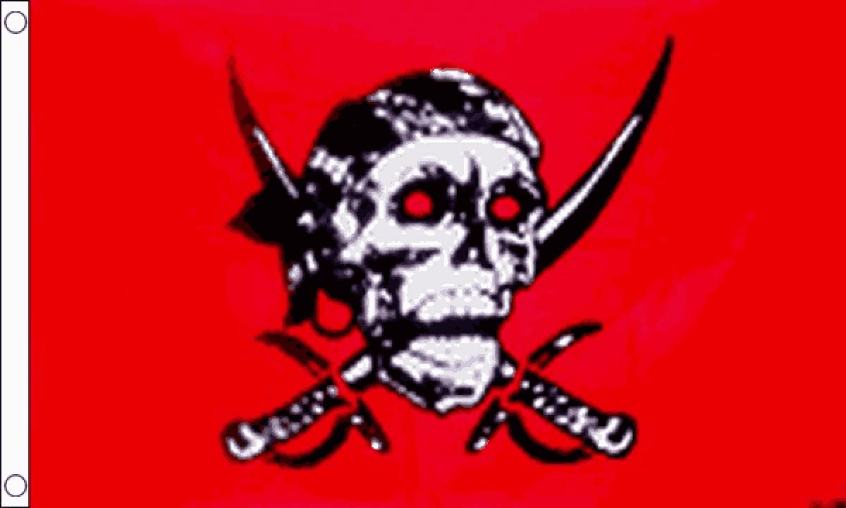 3ft x 2ft (90 x 60 cm) Red Skull Jolly Rouge Pirate 100% Polyester Material Flag Banner Ideal For Pub Club Festival Business Party Decoration