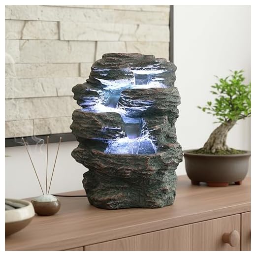 Arnusa Springbrunnen Niagara mit LED Beleuchtung IN-&Outdoor Zimmerbrunnen Gartenbrunnen Luftbefeuchter