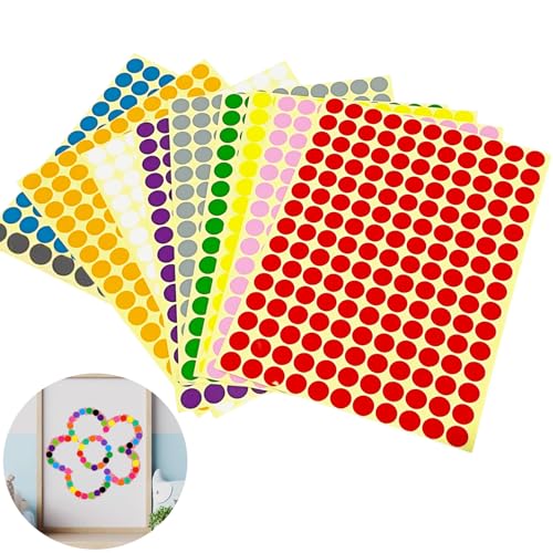 Klebepunkte Bunt,3300 PCS 10mm Punkt Aufkleber 10 Sortierte Farbige Runde Aufkleber Markierungspunkte für Kalender Büro Basteln Schule
