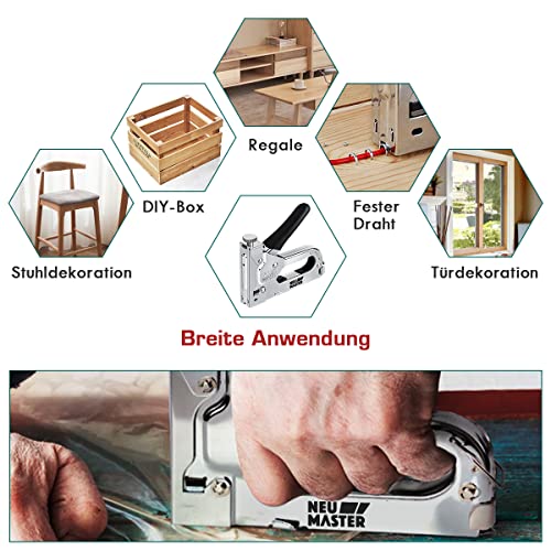 NEU MASTER Handtacker Set - Tacker für Holz 3 in 1 Tackerpistole mit 2000 Klammern und Klammerentferner für Tischlerei, Dekoration, Befestigung