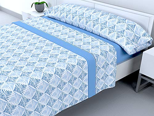 Cabello Textil Hogar - Juego de sábanas térmicas de Pirineo - 3 Piezas - 110 Gr/m2 - Mod. Leilan (Azul, 150_x_190/200 cm)
