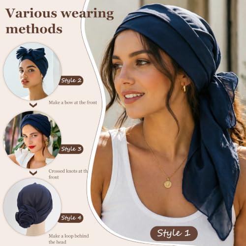 Image of DRESHOW Turban Headwrap for Women Long Hair Head Scarf Headwraps Chemo Headwear Lightweight Hair Loss Covering Hat