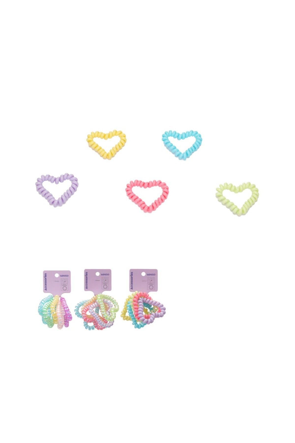 Miniso Spiral Saç Lastiği (5 Adet) - Kalp