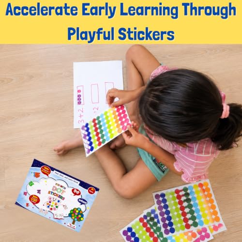 Image of CocoMoco Kids Hindi Varnamala & Hindi Alphabet Sticker Activity Book | 1500+ Colorful Dot Stickers | Preschool Learning Toy for Kids Age 3+ Years