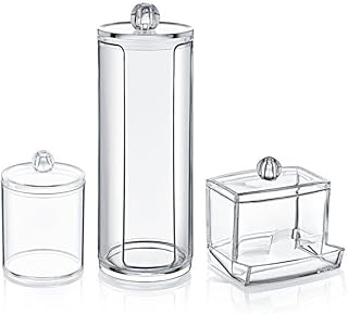 طقم منظم المكياج اكريليك ، 3 قطع ، شفاف