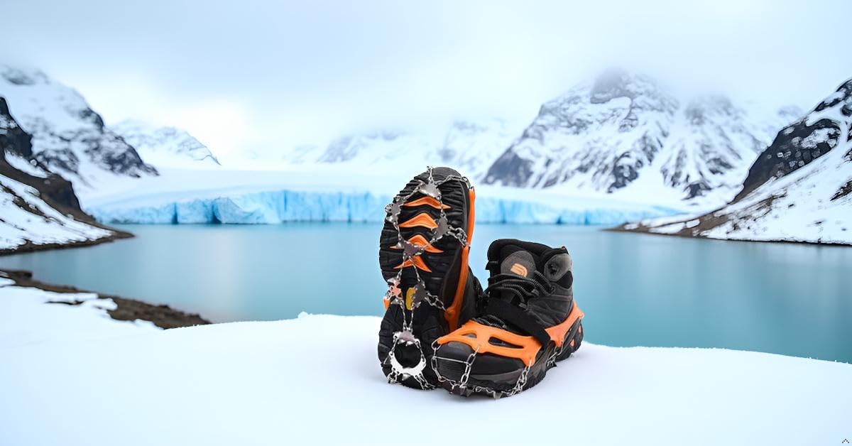 Lot de 32 crampons en acier inoxydable pour chaussures et bottes – Grip de traction avec pointes en acier inoxydable et silicone pour homme et femme pour la marche, la randonnée, l'escalade