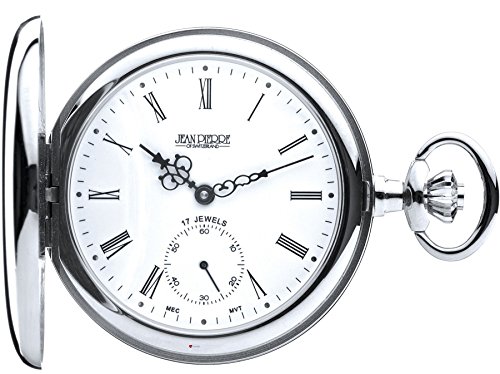 I LUV LTD Polished Full Hunter Pocket Watch with 17 Jewel Mechanical Chrome - Presentation Box