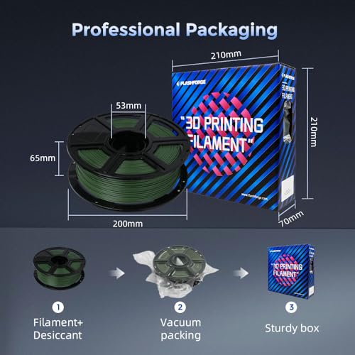 Image of FLASHFORGE Carbon Fiber PETG Filament 1.75mm, Carbon Fiber PETG 3D Printer Filament, 1KG Spool Dimensional Accuracy + /- 0.02mm, Lightweight & Heat-Resistant & Moisture Free (Grass Green)
