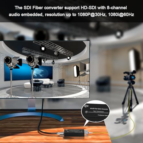 Image of HD-SDI Over Fiber Converter 1080P&30HZ, Mini SDI Fiber Extender Single-Mode 20km, HD Video Optical Transceiver