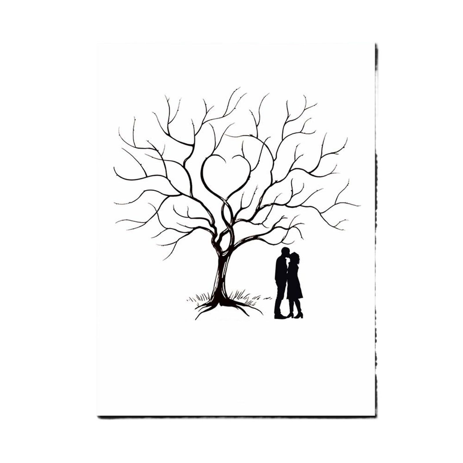 Albero di Impronte digitali di Matrimonio Engagement Events Party Favor Wedding Tree | Albero Tela Dipinto Ospite Impronta Digitale Firma Libro(Color014,40x60cm 2sets inkpad)