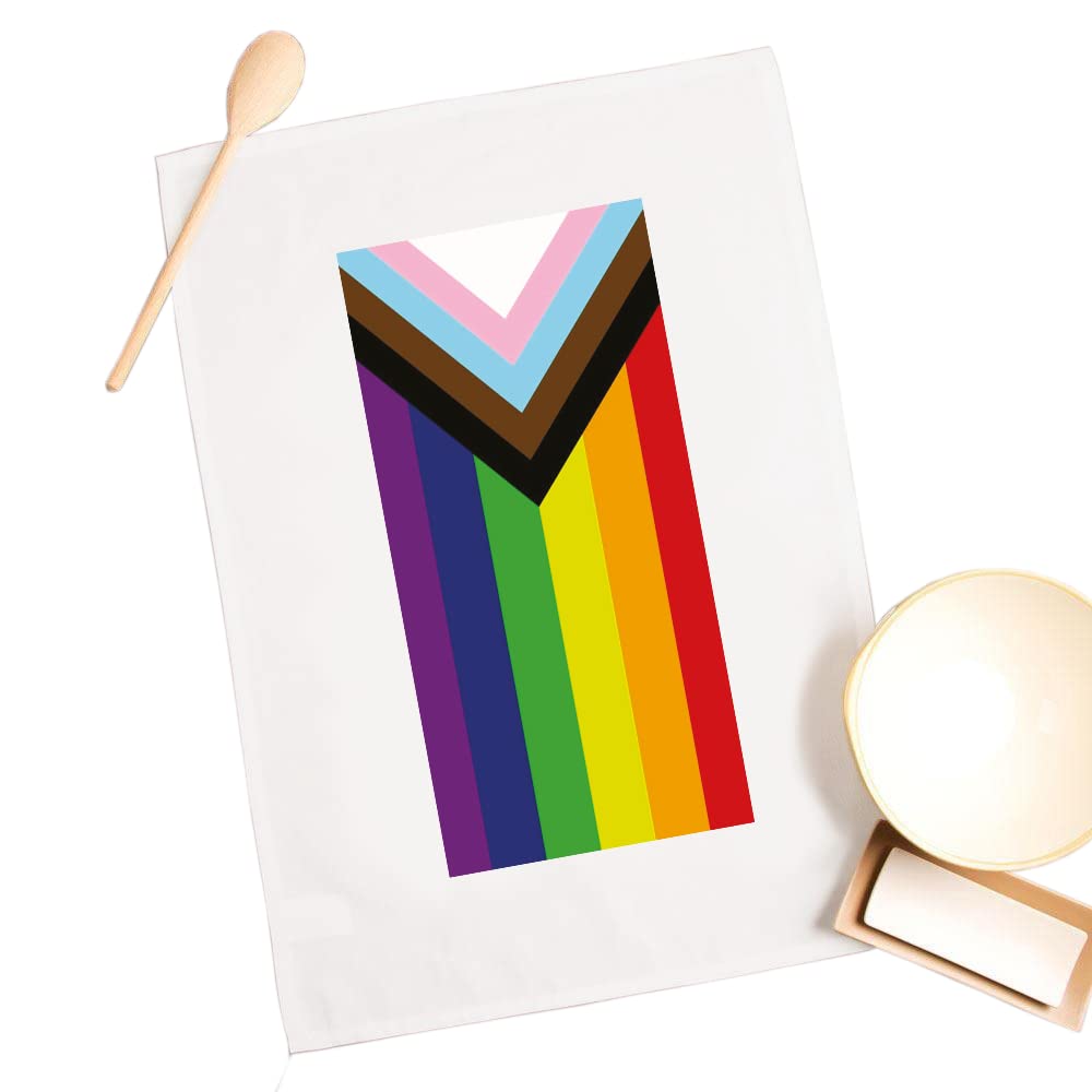 SMARTYPANTS Pride Flag Tea Towel - LGBTQ Rainbow Love Lesbian Gay Union Transgender Bisexual Women Men Non-Binary Home Kitchen Accessories Gift Present (White Prime)