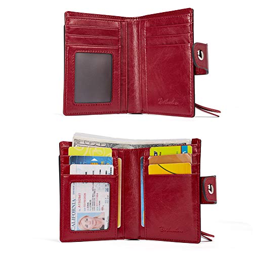 BOSTANTEN Women Leather Wallet RFID Blocking Small Bifold Zipper Pocket Wallet Card Case Purse with ID Window Red by BOSTANTEN - Image 4