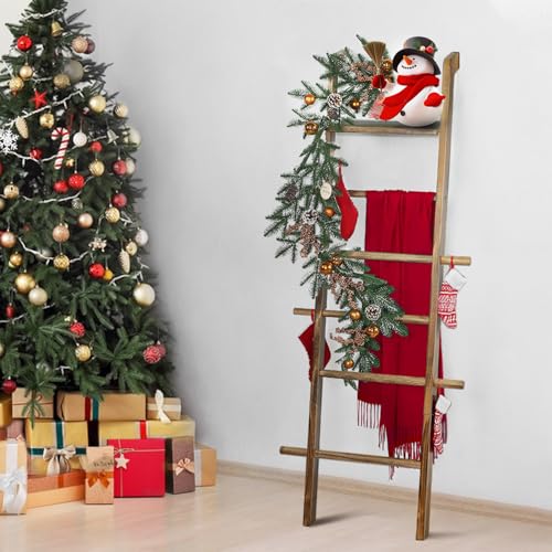 Taozun Wooden Blanket Ladder with Shelf for the Living Room, Total 6-tier by Taozun - Used condition - Image 7