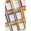 Bloomondo Empty Spice Jars with Label Pack (12x Bamboo Lid Glass Jar). Small 6oz Spice Storage Bottles with 112 Printed Spice Stickers and 48 Writable Pantry Labels for Seasoning Containers