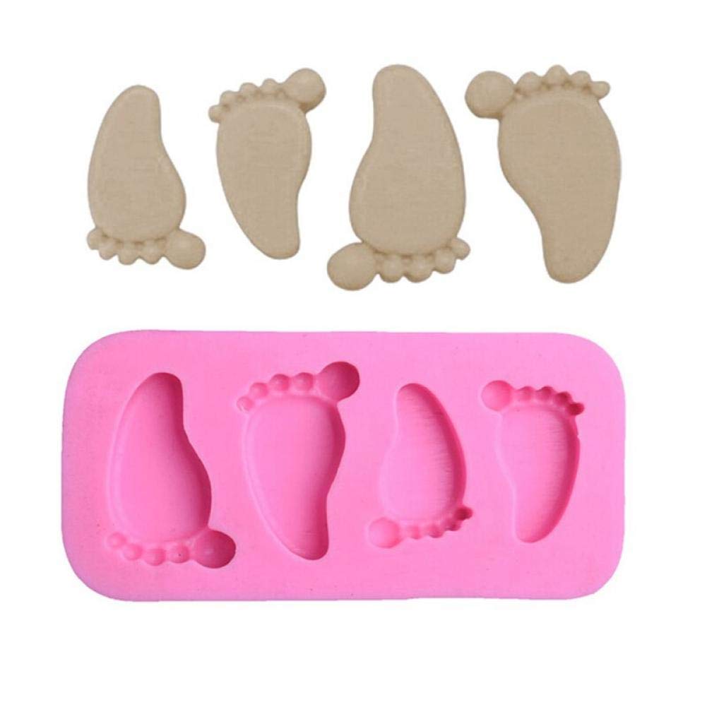 Bontannd Pink Cute Baby Foot Silicone Fondant Molds Chocolate Mold Sugar Craft Cake Decorating Baking Tools Resin Clay Candy Moulds